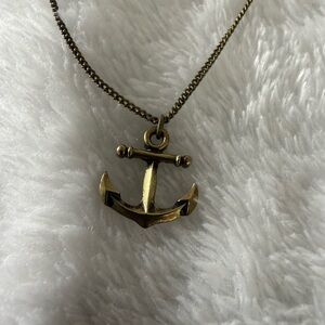 Anchor Pendant Necklace - Brass Tone